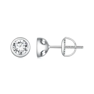 (bilde for) Pandora Style Bezel-montert Moissanite øredobber - MSE026