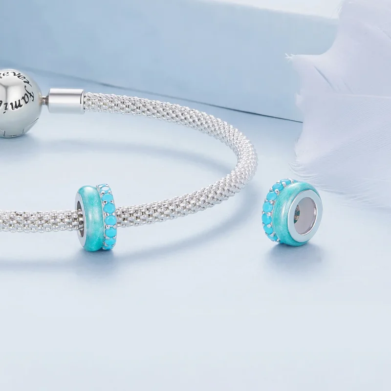 (bilde for) Pandora Style blå dobbeltlags silikonavstandsstykke - BSC883-TQ - Vis 4