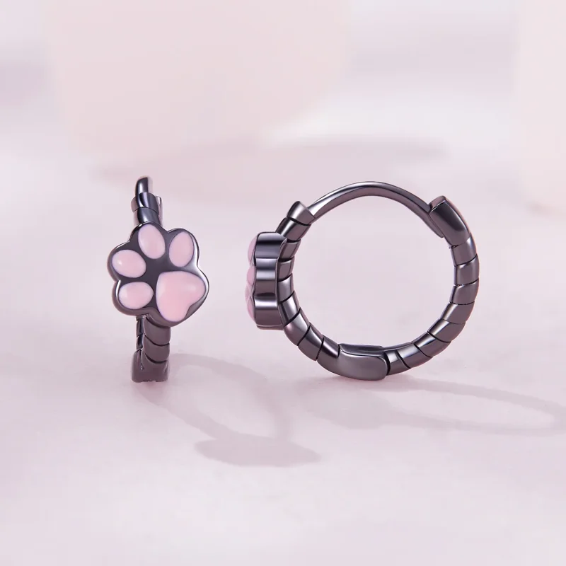 (bilde for) Pandora Style Black Cat Claw Hoop øredobber - SCE1576 - Vis 2