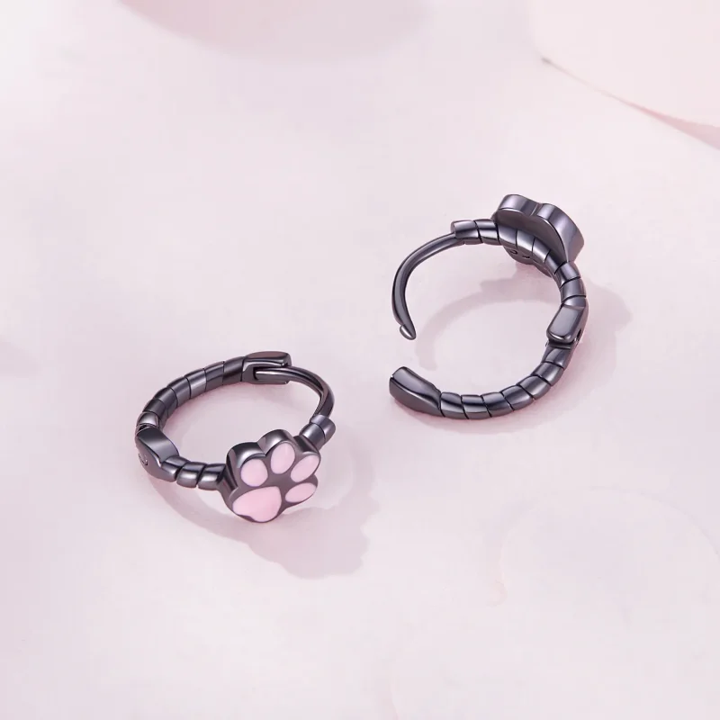 (bilde for) Pandora Style Black Cat Claw Hoop øredobber - SCE1576 - Vis 3