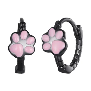 (bilde for) Pandora Style Black Cat Claw Hoop øredobber - SCE1576