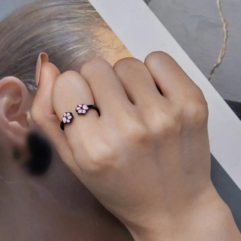 (bilde for) Pandora Style Black Cat Claw Open Ring - SCR913 - Vis 6