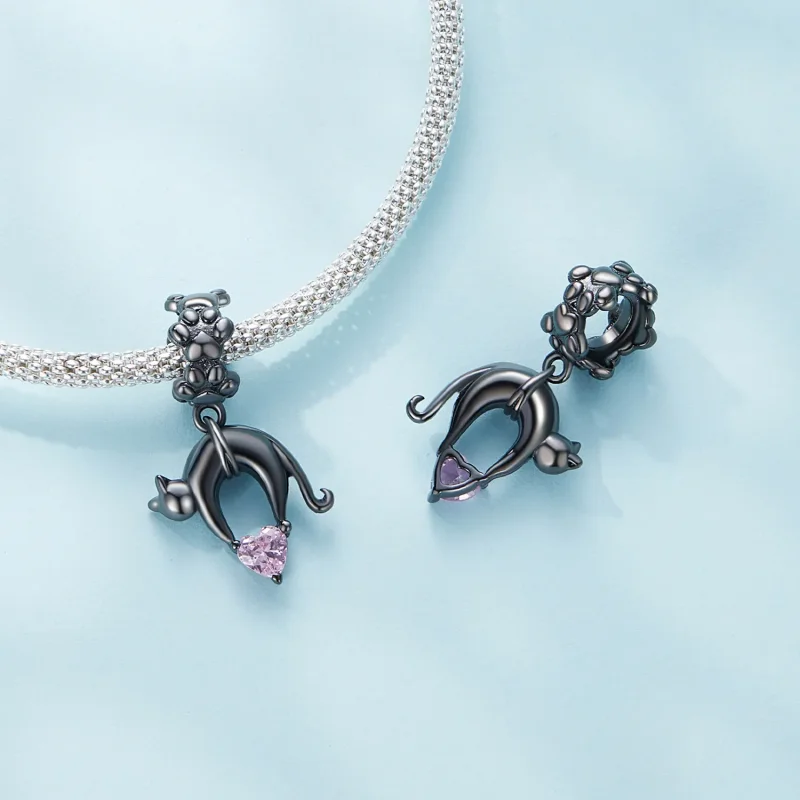 (bilde for) Pandora Style Black Cat Dangle - SCC2519 - Vis 4