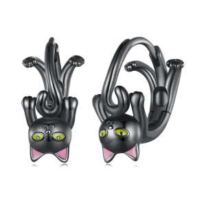 (bilde for) Pandora Style Black Cat Hoop øredobber - BSE798