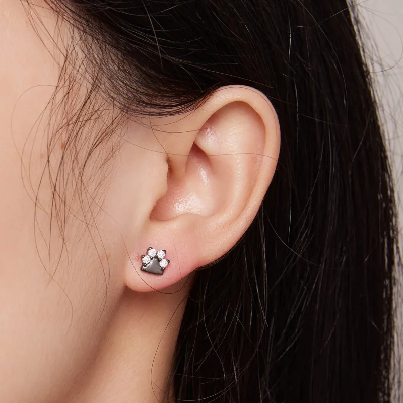 (bilde for) Pandora Style Black Dog Paws Studs øredobber - SCE1575 - Vis 4