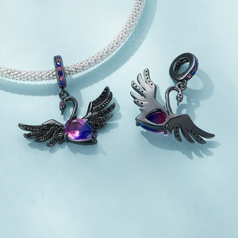 (bilde for) Pandora Style Black Swan Dangle - SCC2490 - Vis 4