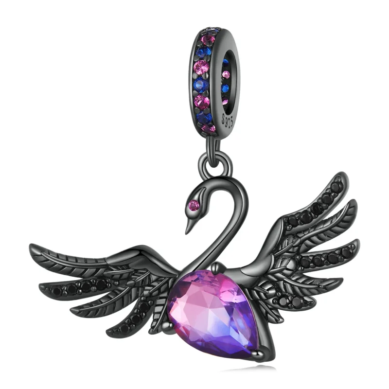(bilde for) Pandora Style Black Swan Dangle - SCC2490 - Vis 6