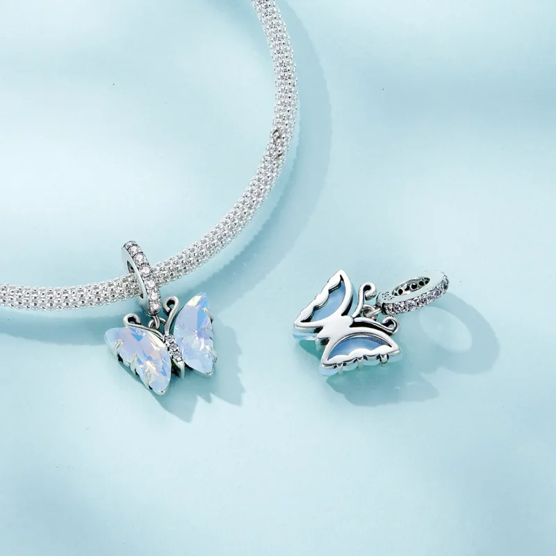 (bilde for) Pandora Style Blue Aurora Butterfly Dingle - SCC2305 - Vis 4