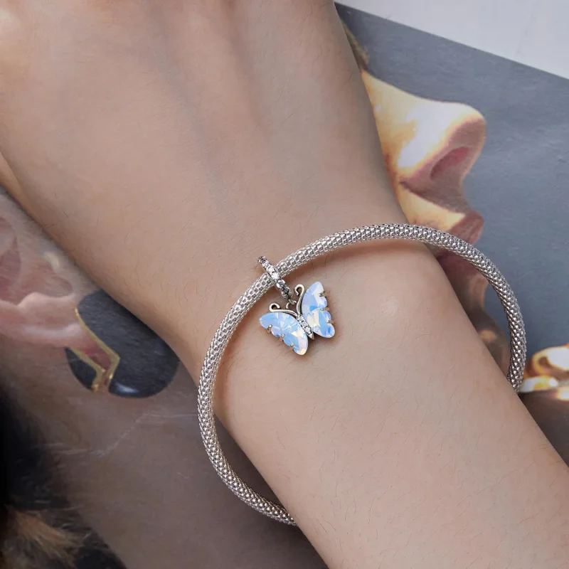 (bilde for) Pandora Style Blue Aurora Butterfly Dingle - SCC2305 - Vis 6