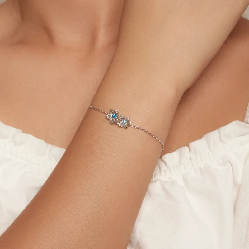 (bilde for) Pandora Style Blue Flower Chain Armbånd - BSB138 - Vis 4