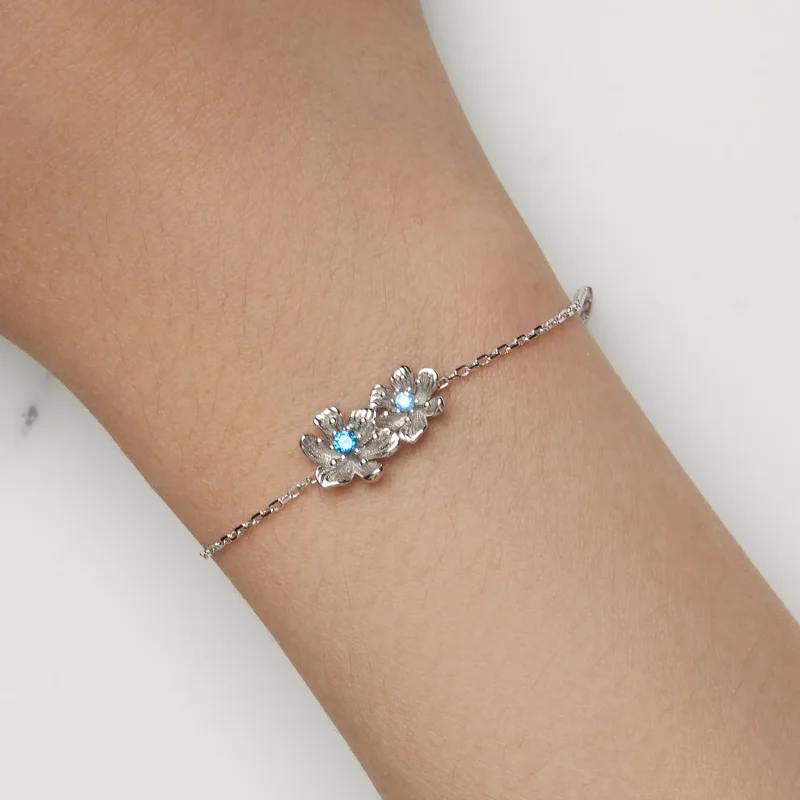 (bilde for) Pandora Style Blue Flower Chain Armbånd - BSB138 - Vis 7