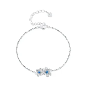 (bilde for) Pandora Style Blue Flower Chain Armbånd - BSB138