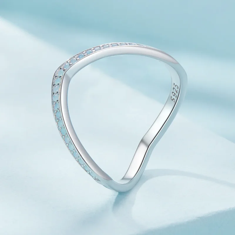 (bilde for) Pandora Style Blue Wish Bone Ring - SCR945-LB - Vis 2