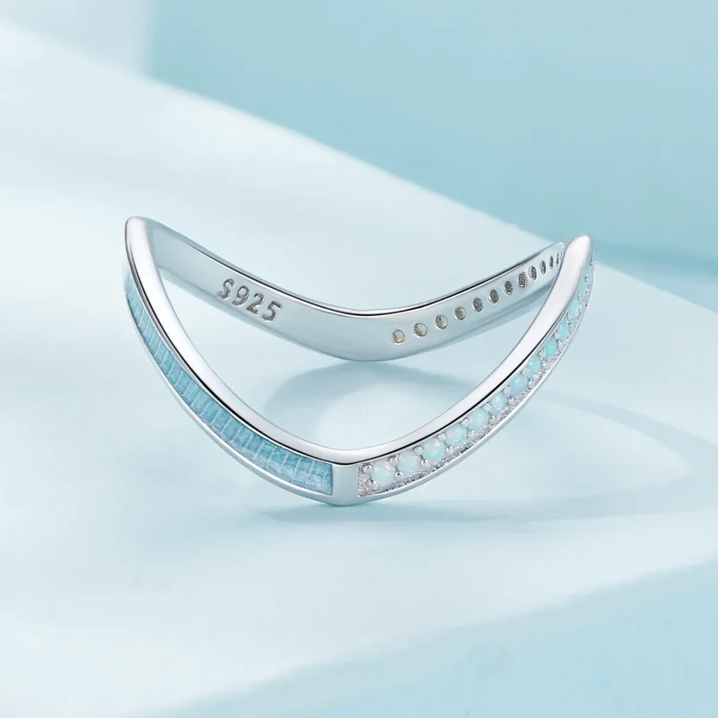 (bilde for) Pandora Style Blue Wish Bone Ring - SCR945-LB - Vis 3