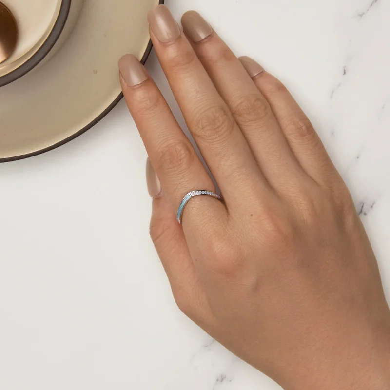 (bilde for) Pandora Style Blue Wish Bone Ring - SCR945-LB - Vis 5