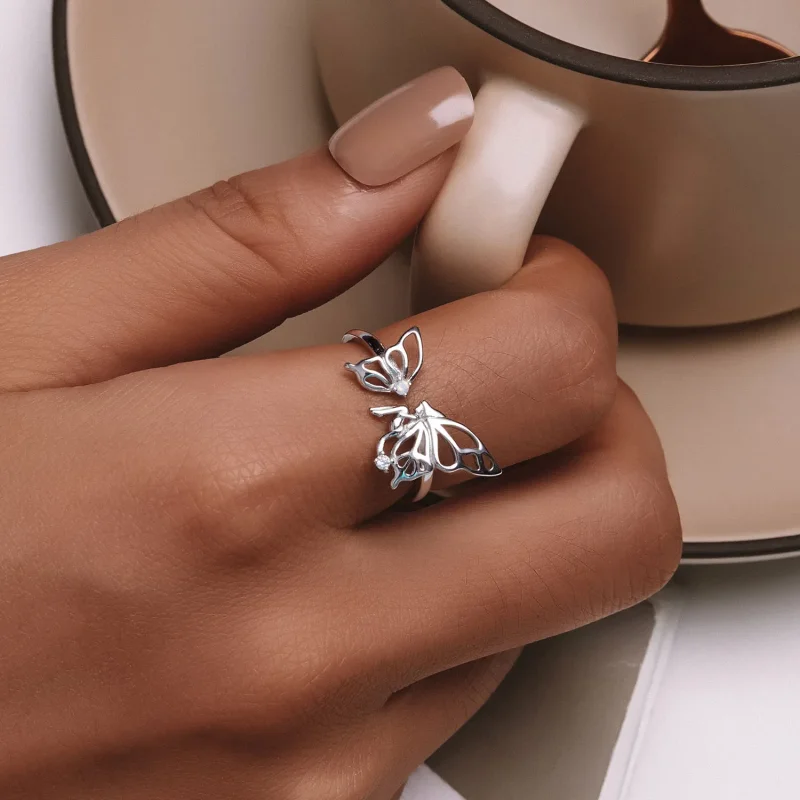 (bilde for) Pandora Style Butterfly Alv Ring - BSR484-E - Vis 6