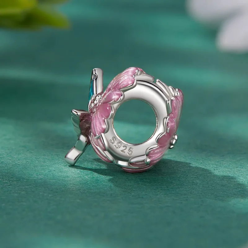 (bilde for) Pandora Style Butterfly Chrysanthemum Charm - BSC788 - Vis 3