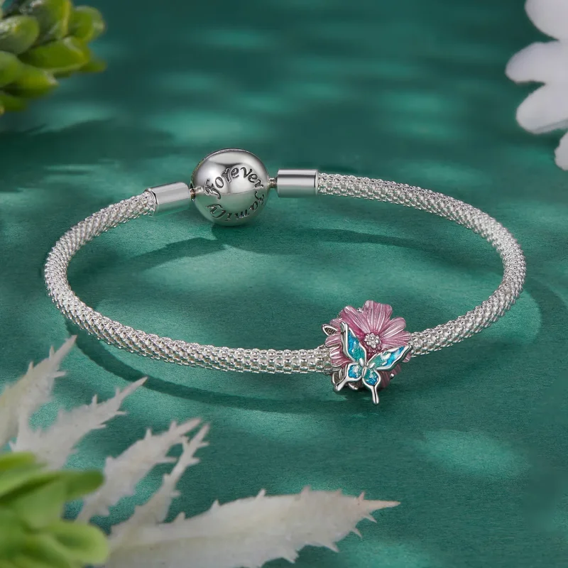 (bilde for) Pandora Style Butterfly Chrysanthemum Charm - BSC788 - Vis 5