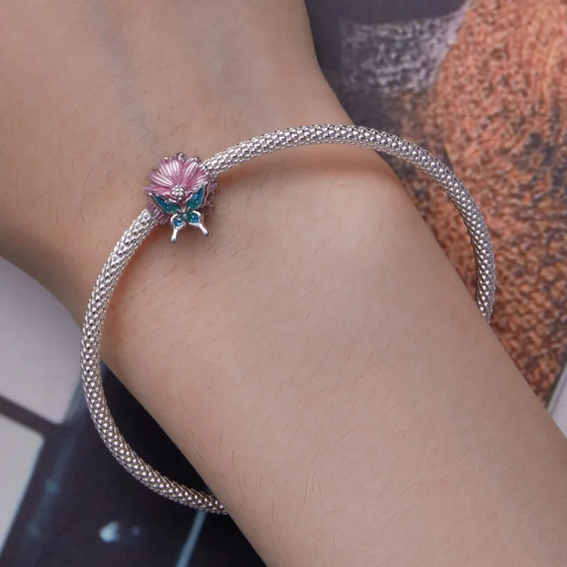 (bilde for) Pandora Style Butterfly Chrysanthemum Charm - BSC788 - Vis 6