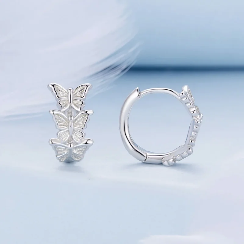 (bilde for) Pandora Style Butterfly Hoop øredobber - BSE908 - Vis 2