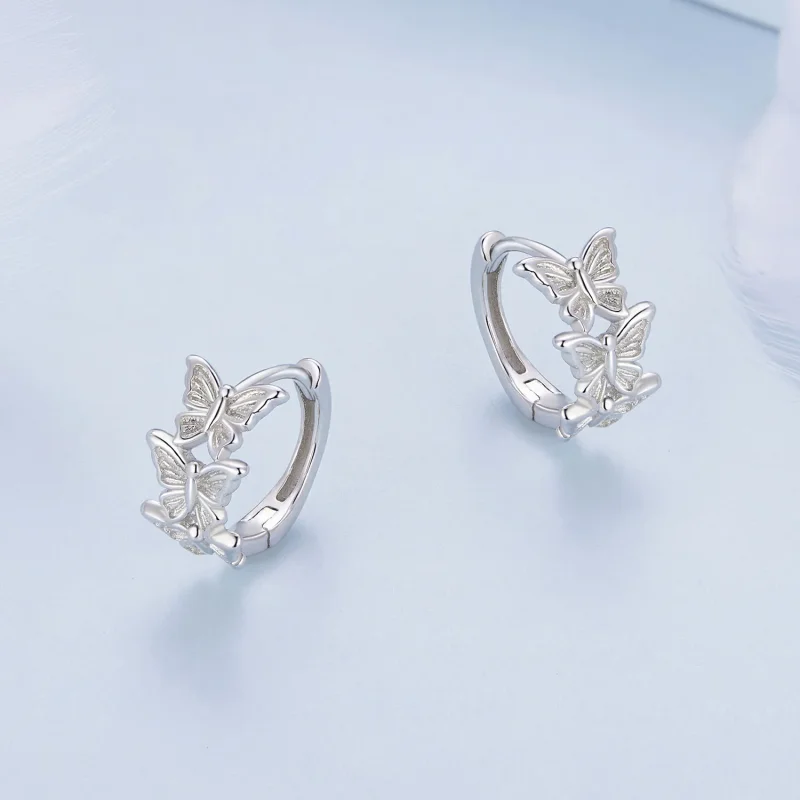 (bilde for) Pandora Style Butterfly Hoop øredobber - BSE908 - Vis 3