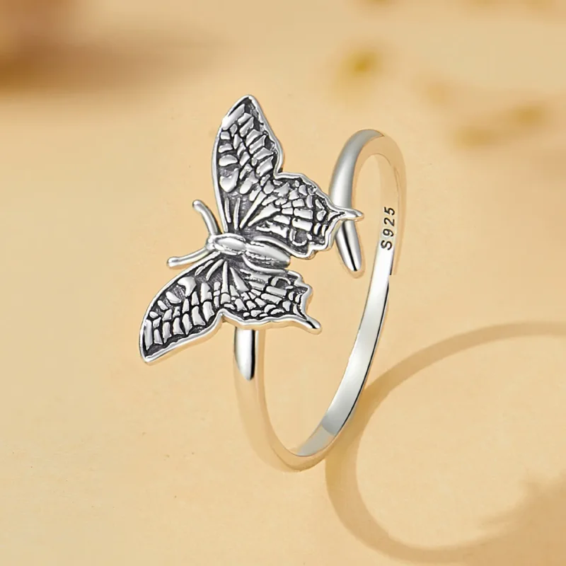 (bilde for) Pandora Style Butterfly Open Ring - SCR966-E - Vis 2