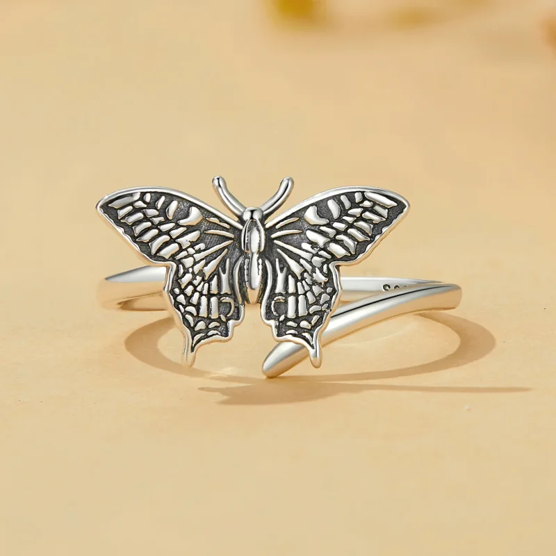 (bilde for) Pandora Style Butterfly Open Ring - SCR966-E - Vis 3