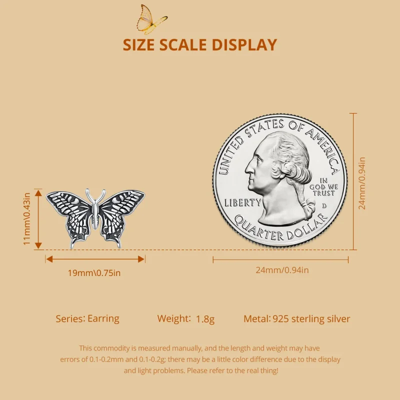 (bilde for) Pandora Style Butterfly Studs øredobber - SCE1637 - Vis 7