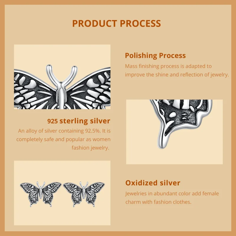 (bilde for) Pandora Style Butterfly Studs øredobber - SCE1637 - Vis 8
