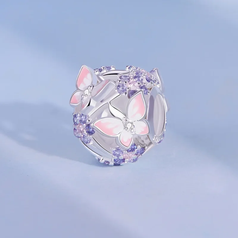 (bilde for) Pandora Style Butterfly Zircon Charm - SCC2463 - Vis 2