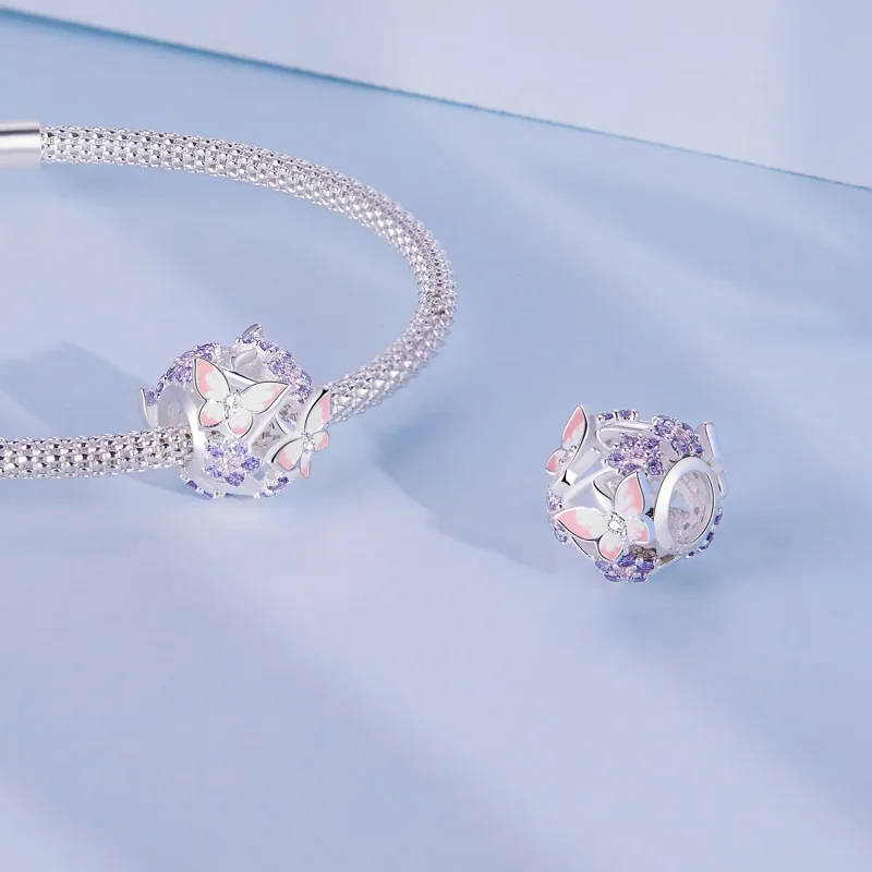 (bilde for) Pandora Style Butterfly Zircon Charm - SCC2463 - Vis 4