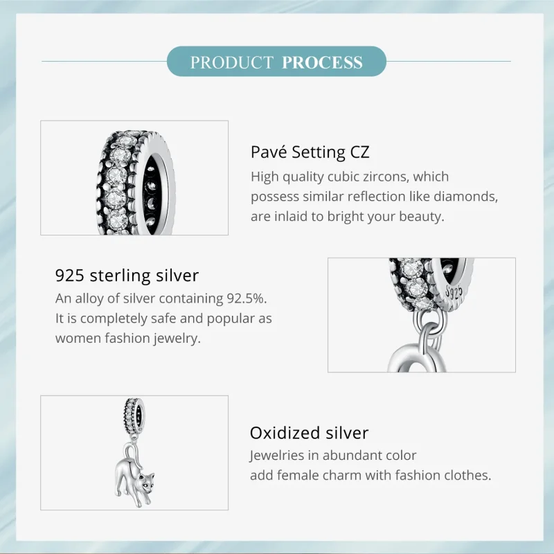 (bilde for) Pandora Style Cat Dangle - SCC2595 - Vis 6