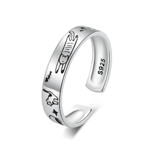 (bilde for) Pandora Style Cat Doodle Ring - SCR951-E