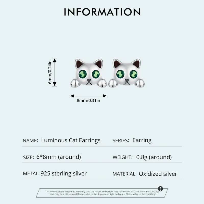 (bilde for) Pandora Style Cat Glow-In-The-Dark ørepynt - SCE1643 - Vis 5
