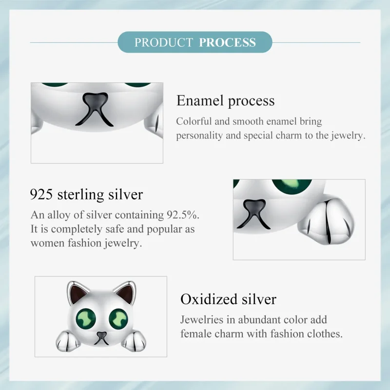 (bilde for) Pandora Style Cat Glow-In-The-Dark ørepynt - SCE1643 - Vis 7
