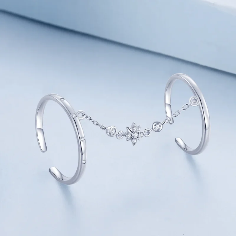 (bilde for) Pandora Style Chain Dobbel Ring Åpen Ring - BSR405 - Vis 2