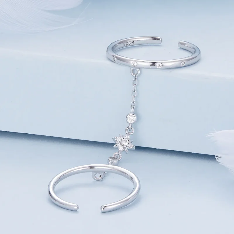 (bilde for) Pandora Style Chain Dobbel Ring Åpen Ring - BSR405 - Vis 3