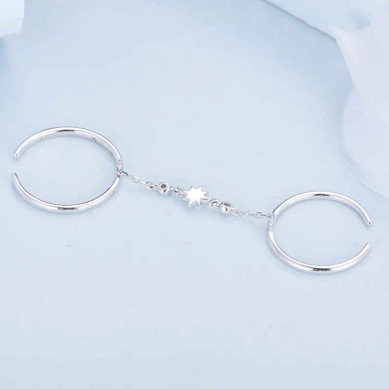 (bilde for) Pandora Style Chain Dobbel Ring Åpen Ring - BSR405 - Vis 4
