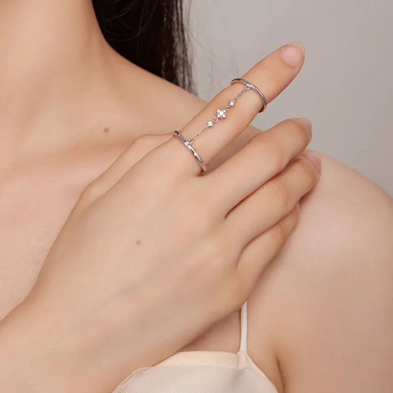 (bilde for) Pandora Style Chain Dobbel Ring Åpen Ring - BSR405 - Vis 5