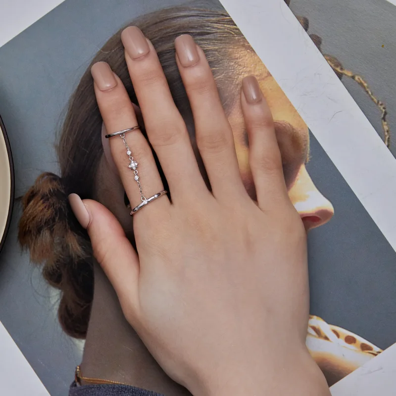 (bilde for) Pandora Style Chain Dobbel Ring Åpen Ring - BSR405 - Vis 6