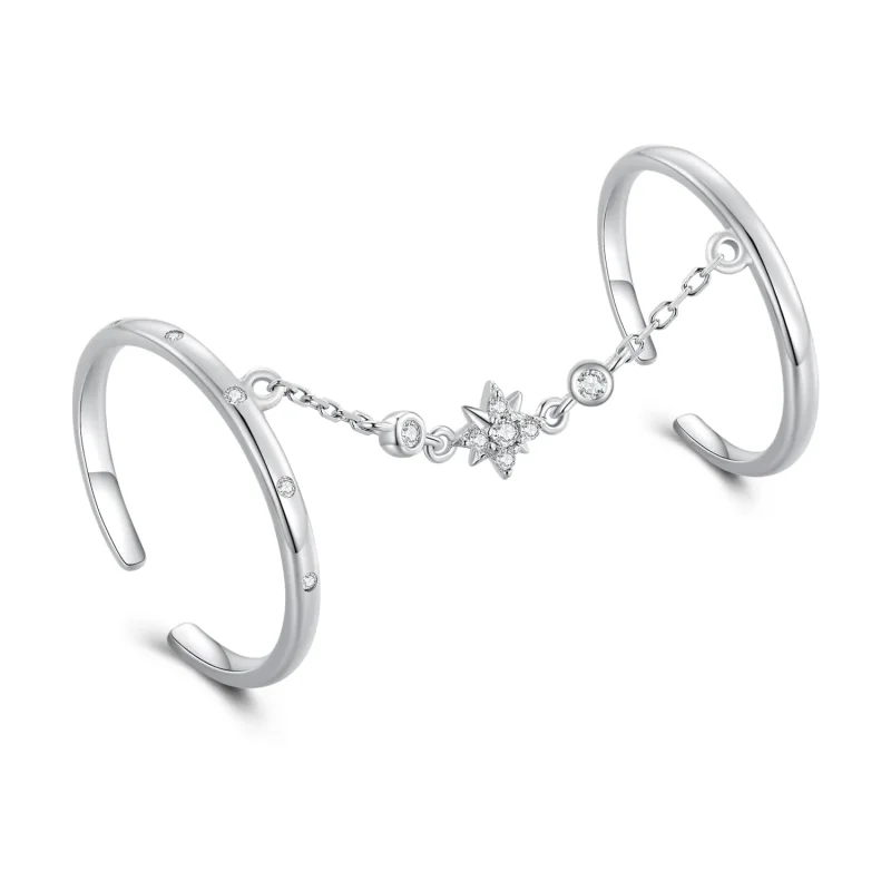 (bilde for) Pandora Style Chain Dobbel Ring Åpen Ring - BSR405 - Vis 8