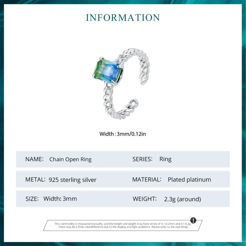 (bilde for) Pandora Style Chain Open Ring - BSR476-E - Vis 6