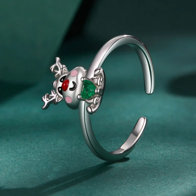 (bilde for) Pandora Style Christmas Reindeer Open Ring - BSR493-E - Vis 2