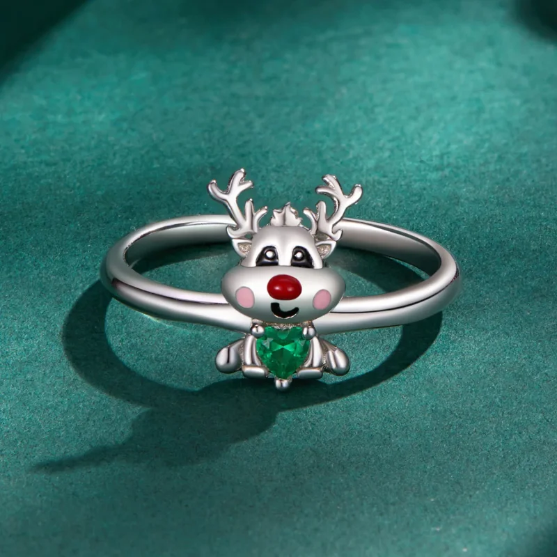 (bilde for) Pandora Style Christmas Reindeer Open Ring - BSR493-E - Vis 3