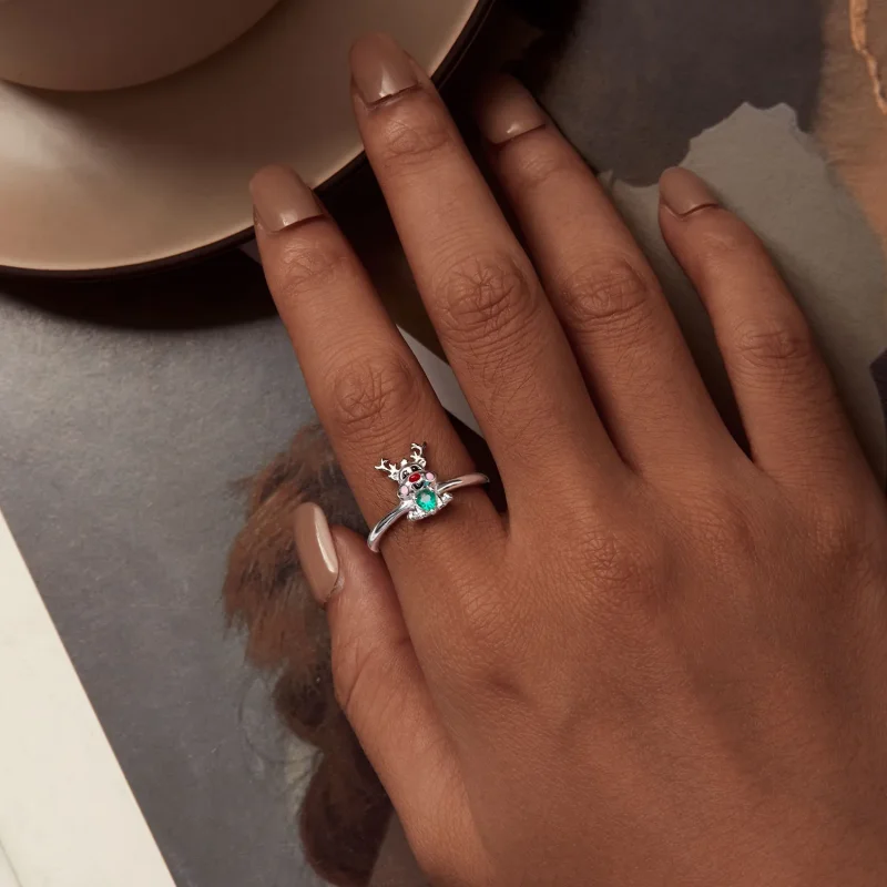 (bilde for) Pandora Style Christmas Reindeer Open Ring - BSR493-E - Vis 5