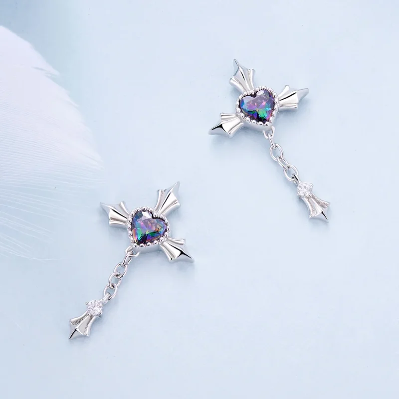 (bilde for) Pandora Style Cross Chain Studs øredobber - BSE912 - Vis 4