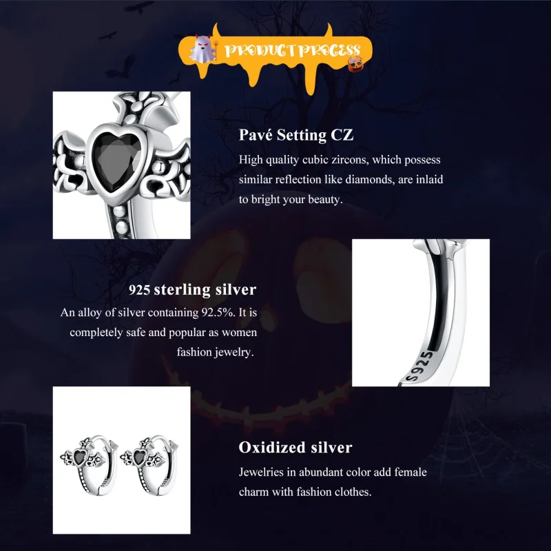 (bilde for) Pandora Style Cross Hoop øredobber - SCE1642 - Vis 7