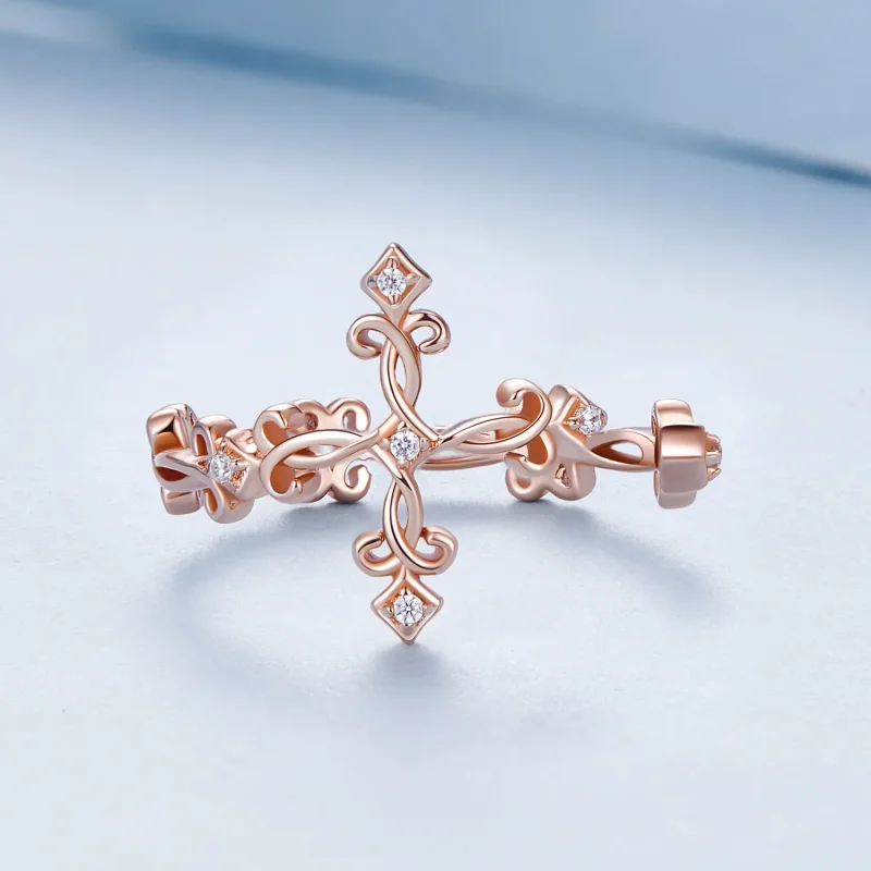 (bilde for) Pandora Style Cross-Silver Ring - BSR041-C - Vis 3