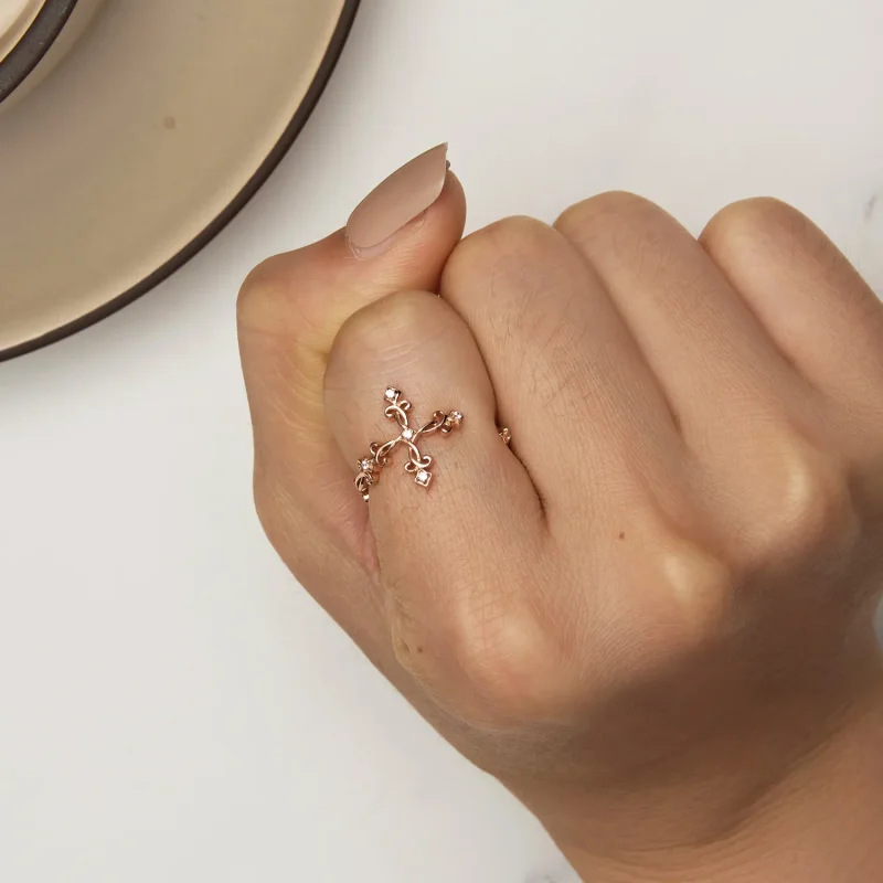 (bilde for) Pandora Style Cross-Silver Ring - BSR041-C - Vis 6