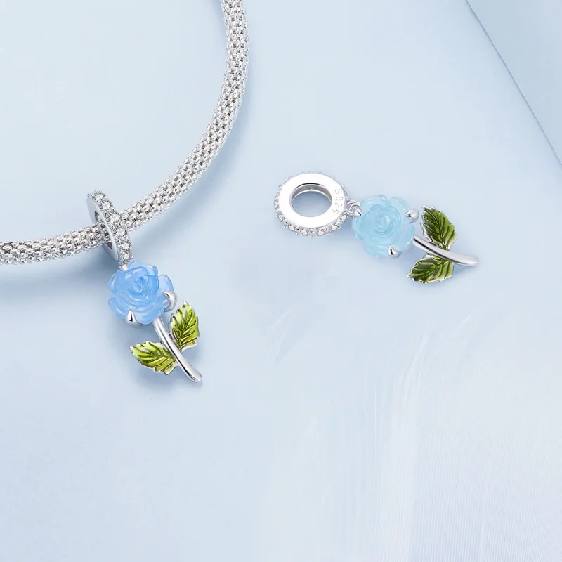 (bilde for) Pandora Style Crystal Rose Dangle - BSC824-BU - Vis 4